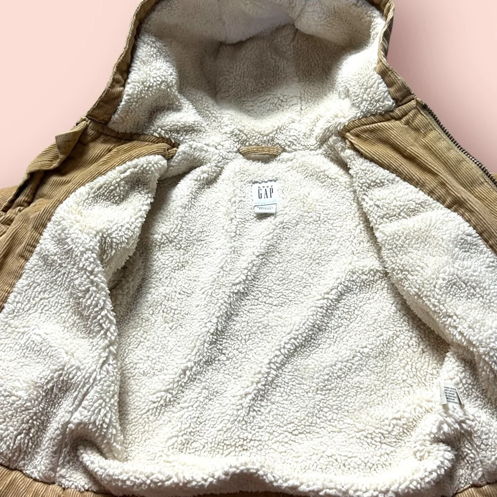 Baby GAP Tan Fleece Lined Corduroy Jacket With Hood - Picture 7 of 15